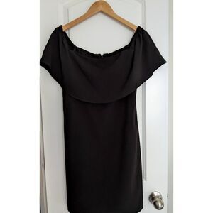 Women's Charles Henry Off the Shoulder Ruffle Black Mini Dress Size Small